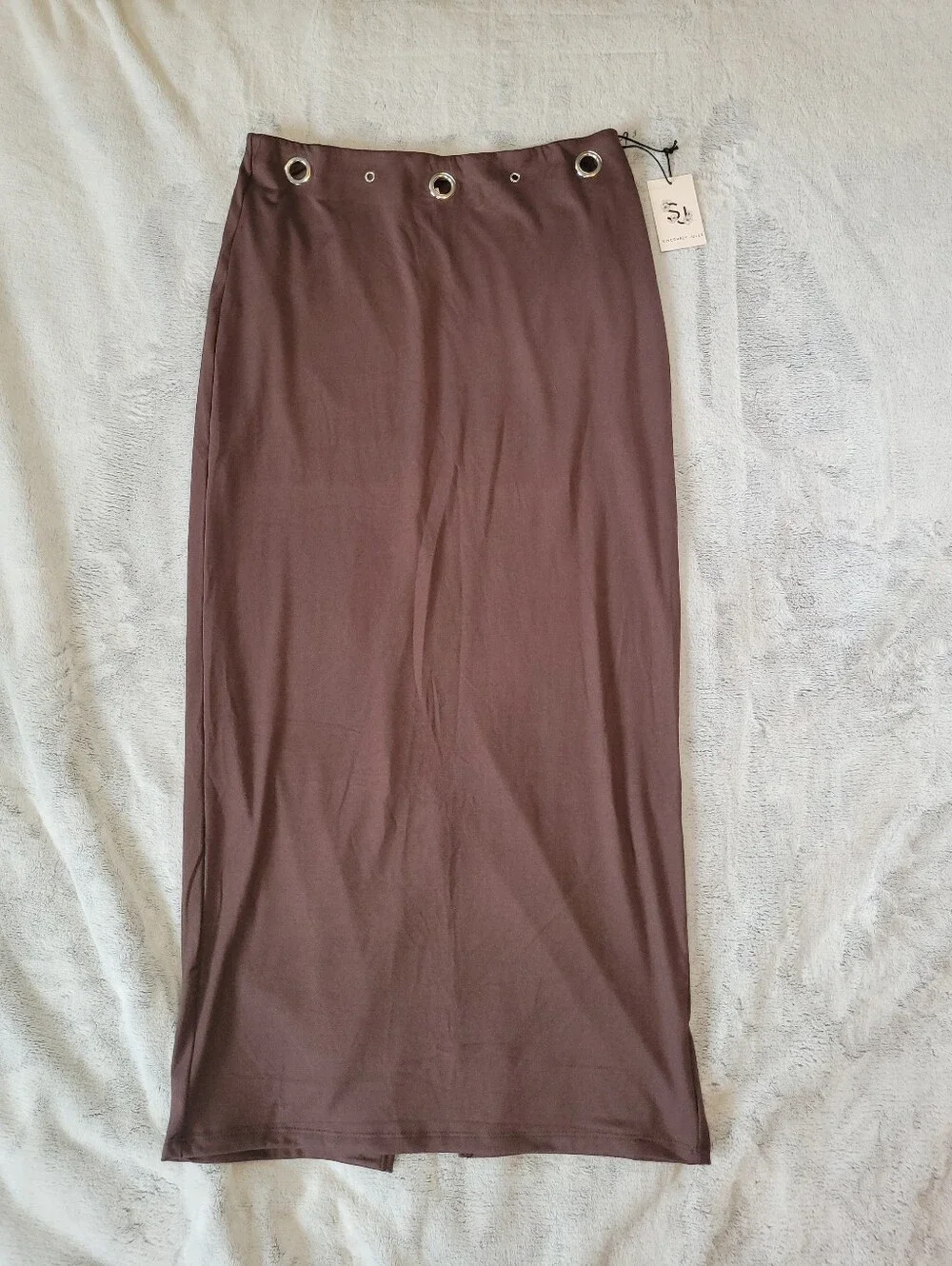 Sincerely Jules Womens Large Brown Bodycon Maxi Skirt Boho Chic Festival Concert